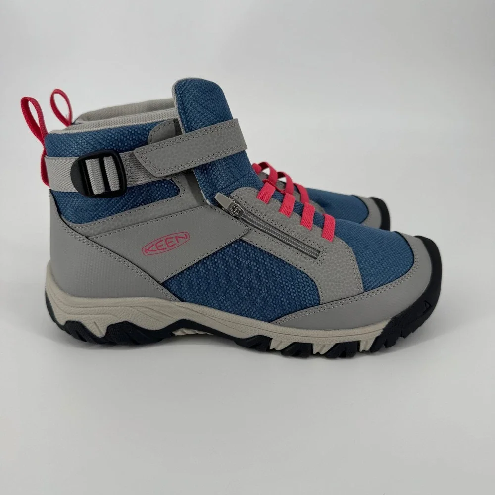 KEEN Kids 1029518 Grey Blue Pink High Top Hiking Boots Sneakers Size‎ 5Y